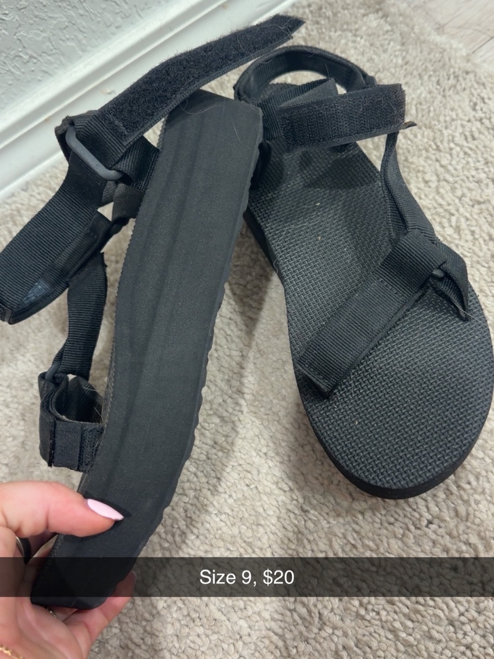 Teva Black Women's Adjustable Strappy Sandals